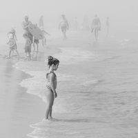 children in the fog