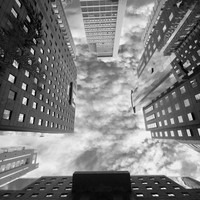 Sky framed by  modern buildings