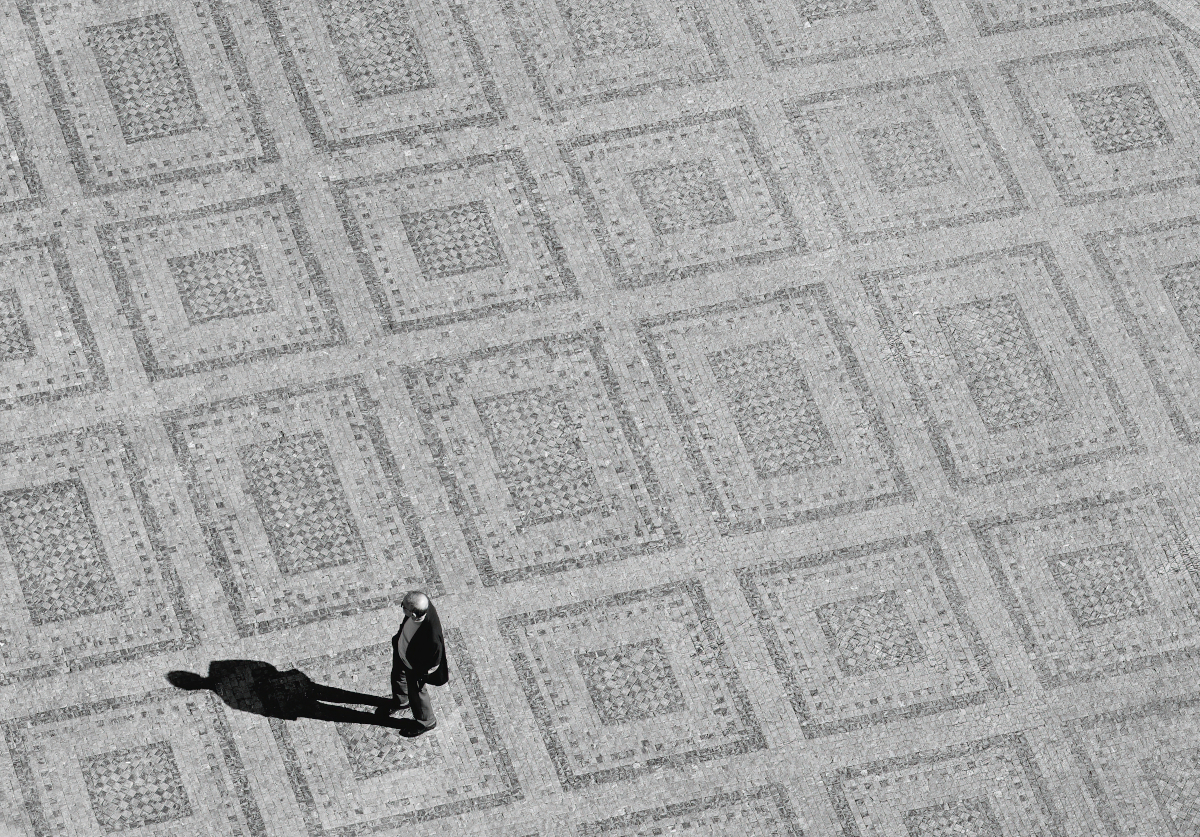 Lonely man and his shadow