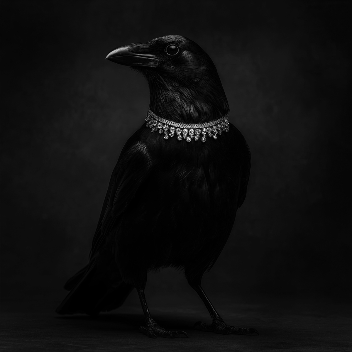 Crow with necklace
